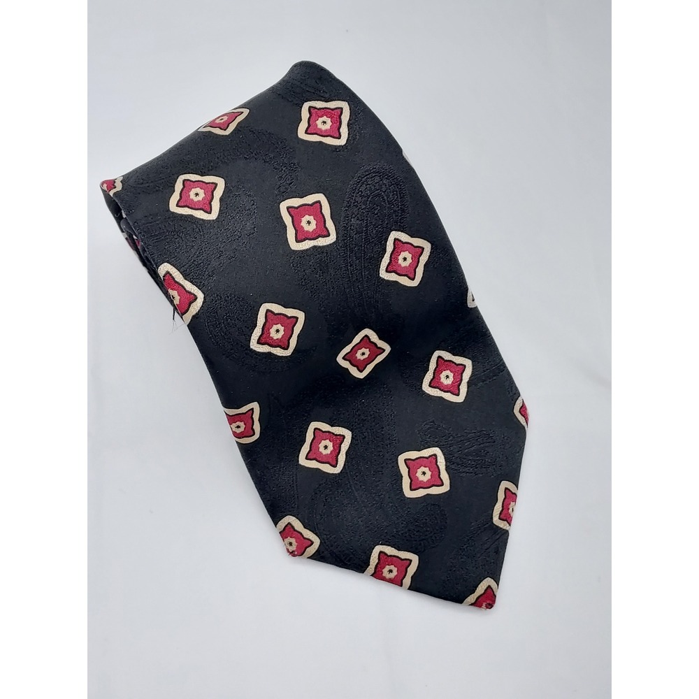 Jos. A. Bank Premier Collection Silk Tie Navy‎ Blue Burgundy Geometric Paisley